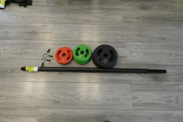 #DoYourFitness Langhantelstange-Set mit 3x Hantelscheiben (1/2/5 kg) & Verschlüssen